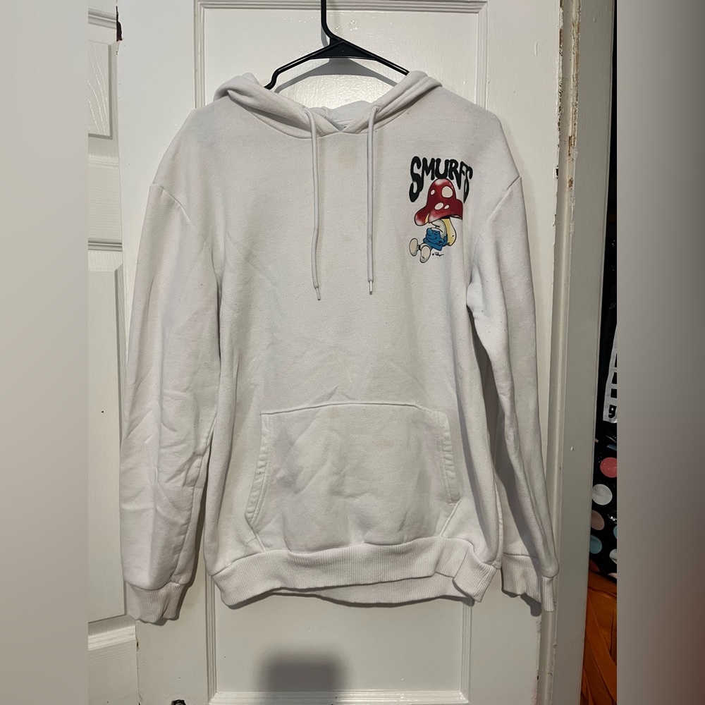 Smurf pull over hoodie mens medium